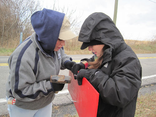 installing the signs off Fox Hill Road